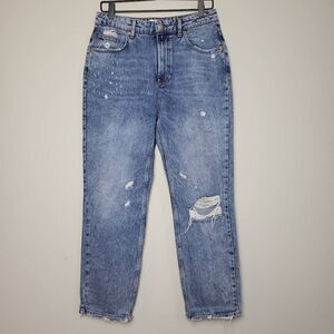 We The Free Womens Size 29 Denim Blue Jeans High Rise Distressed Raw Hem